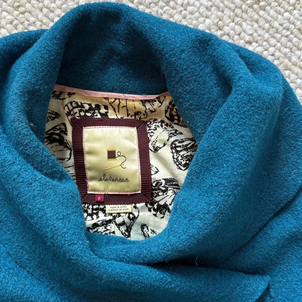 Anthropologie Elevenses Frilled Echelons Peacoat - Picture 5 of 8